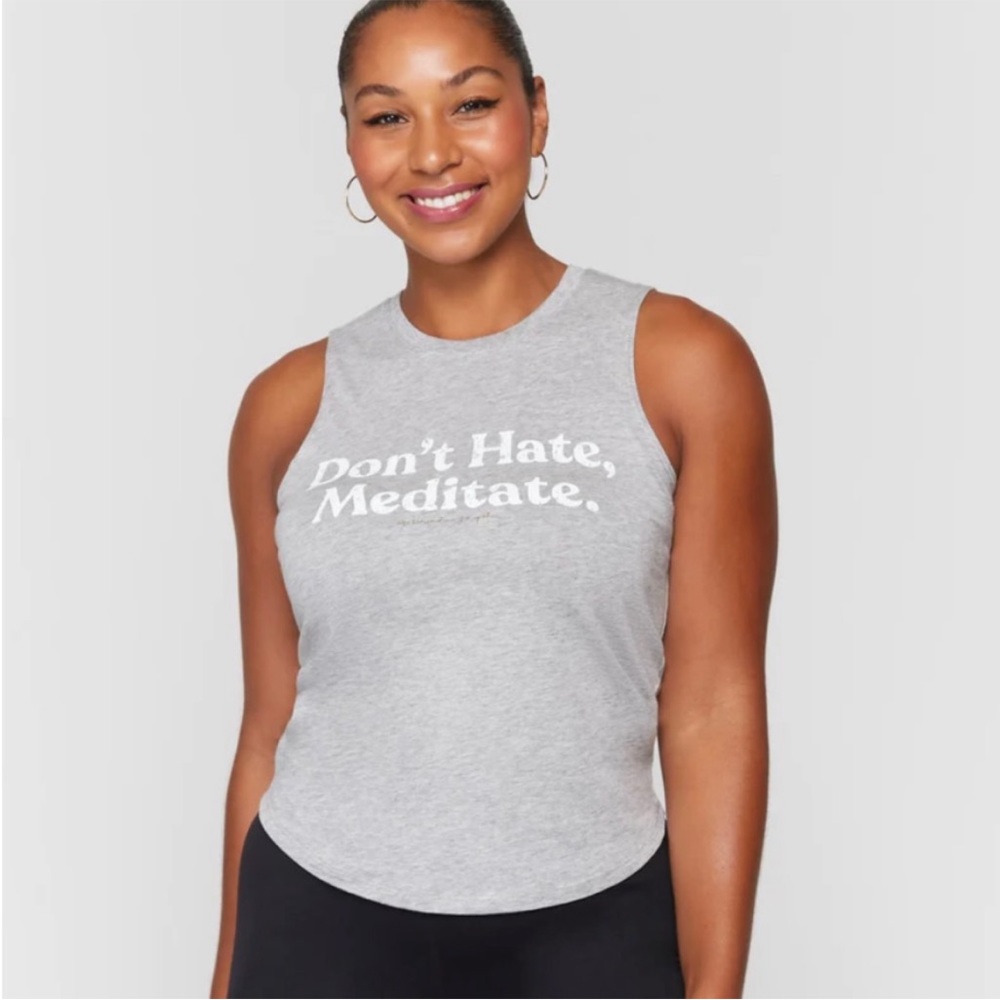 Spiritual Gangster Don’t Hate, Meditate Heather Grey Gray Tank Top